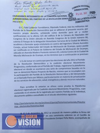 Presenta Fidel queja en el PRD en contra de Silvano, por promover alianzas con el PRI