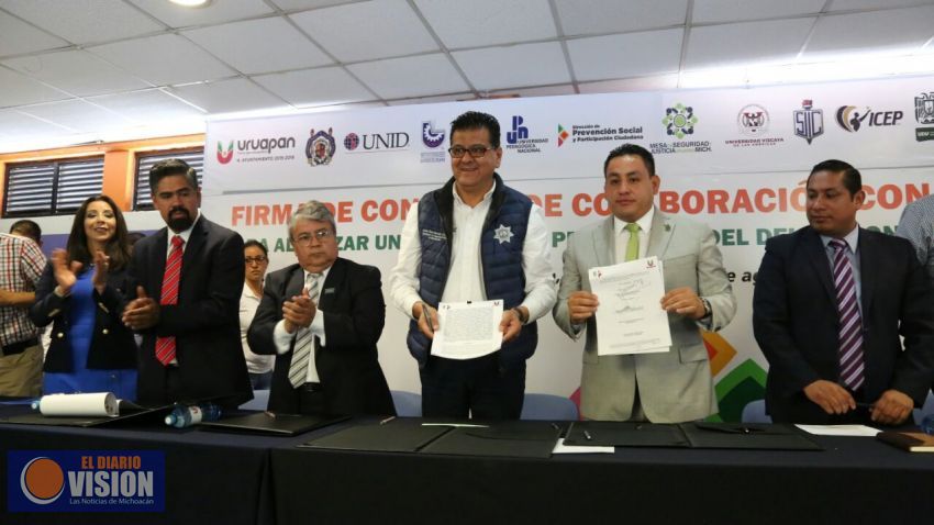 Ayuntamiento de Uruapan y SSP signan acuerdo en materia de prevención con universidades