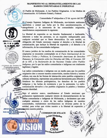Manifiesto no al desmantelamiento de las radios comunitarias e indígenas