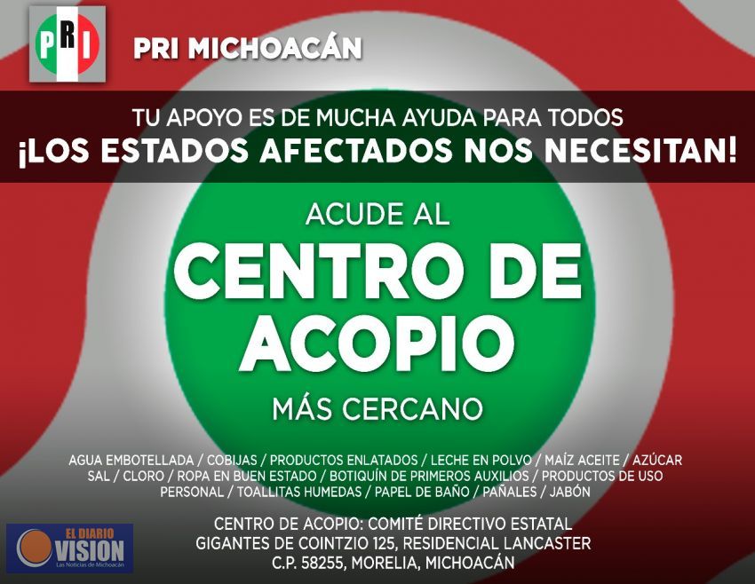 Se solidariza el PRI con los afectados por el sismo