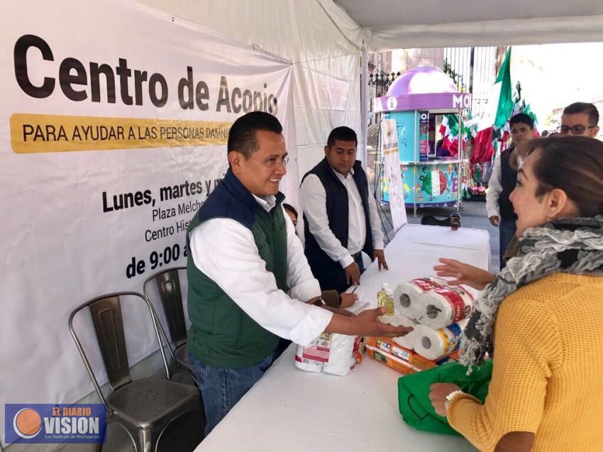 El PRD instala centro de acopio para ayudar a los damnificados por el sismo