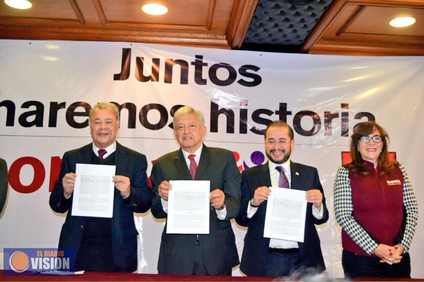 Firman coalición MORENA, PT y PES 