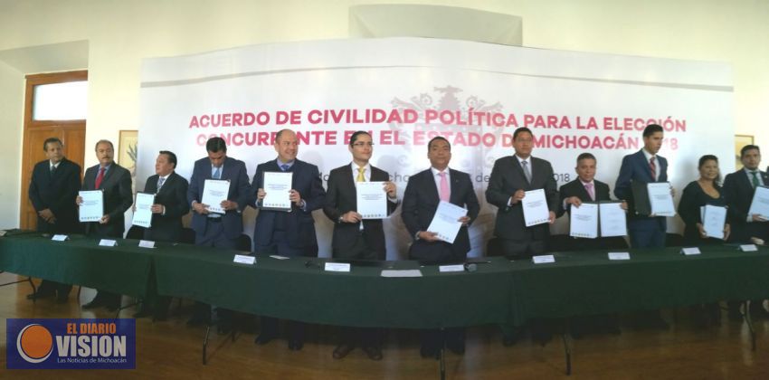 Firman el Acuerdo de Civilidad política para la elecciones concurrentes en Michoacán