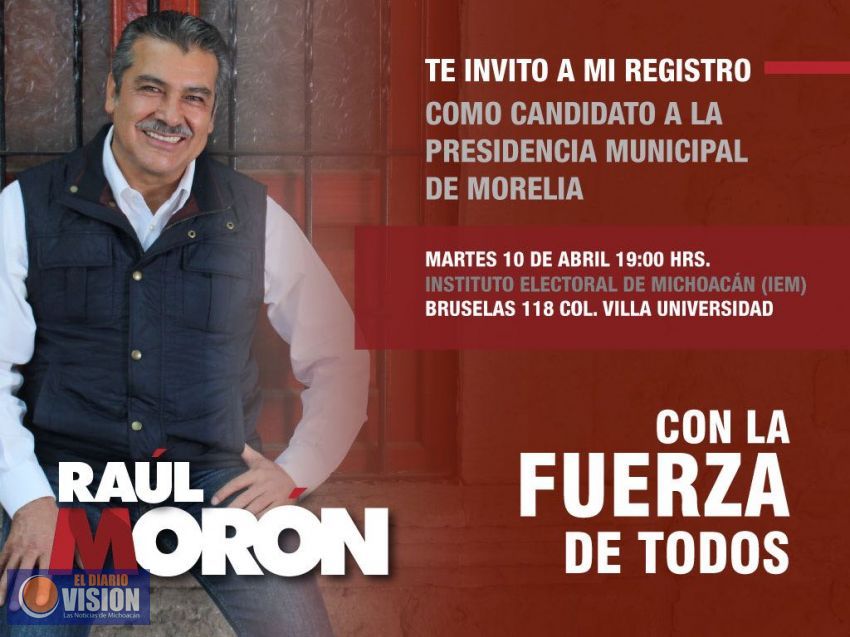Mañana martes se registra Raúl Morón por la alcaldía de Morelia por Morena y el PT