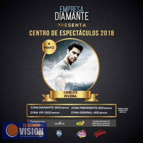 Carlos Rivera inaugurará actividades en el Centro de Espectáculos de la Expo Fiesta Michoacán 2018