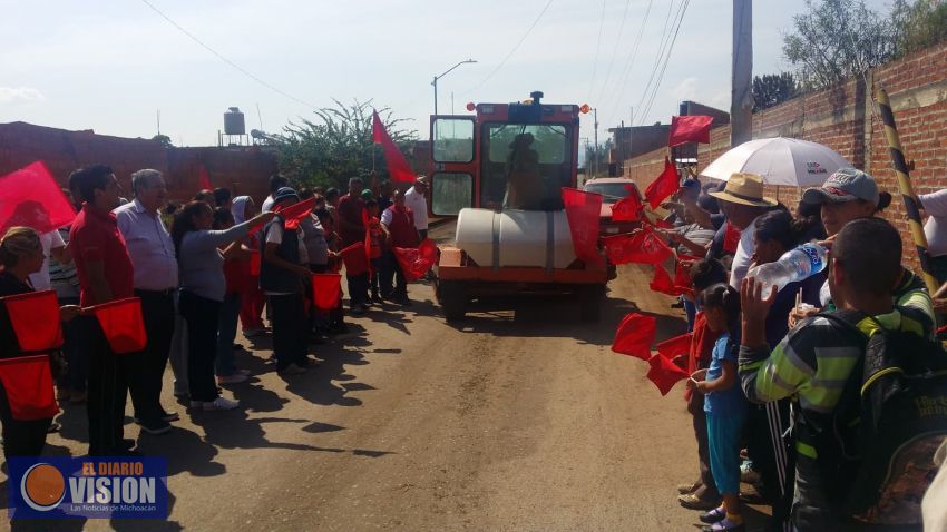 Colonos antorchistas logran obra por 150 mil pesos en Tangancícuaro