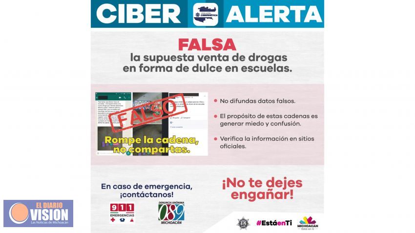 Falsa, alerta de venta de drogas en forma de dulce en escuelas: Policía Cibernética