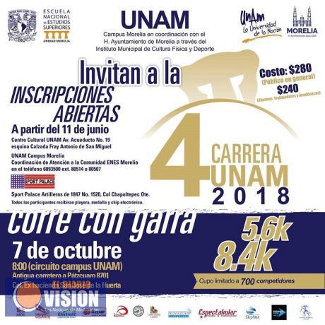 Abiertas las inscripciones para la cuarta carrera atlética de la UNAM Campus Morelia