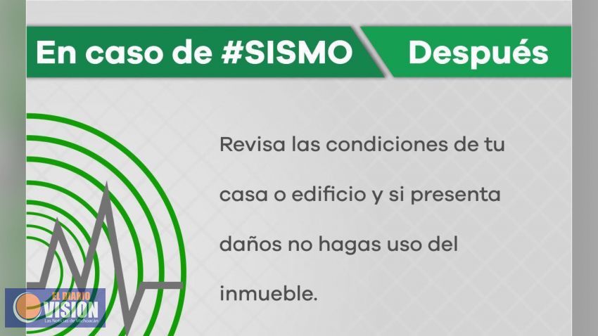 Reitera Segob recomendaciones a la población para actuar en caso de sismo