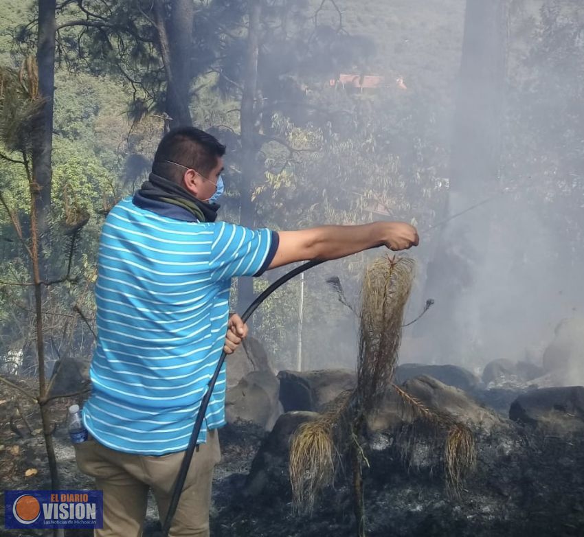 Suman esfuerzos para combatir incendios forestales en Tingambato 