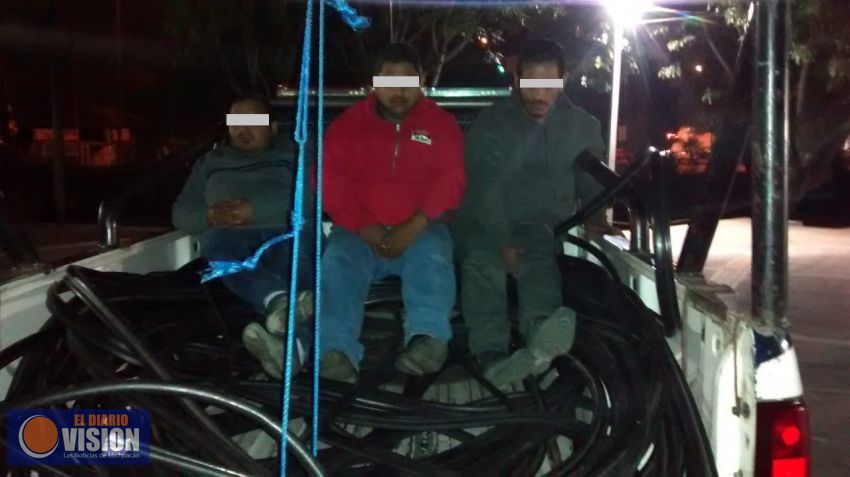 Capturan en Tzintzuntzan a sujetos que se dedicaban a robar cable de TELMEX