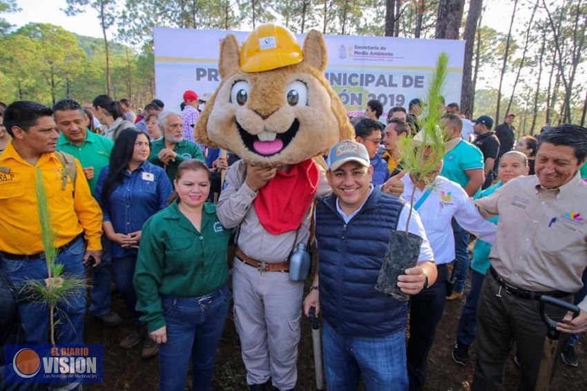 Plantan uruapenses 5 mil pinos en arranque de Programa Municipal de Reforestación 2019