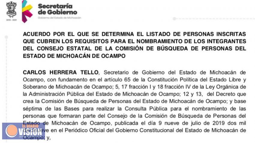 Publica Segob lista de inscritos para consejeros de la Comisión de Búsqueda