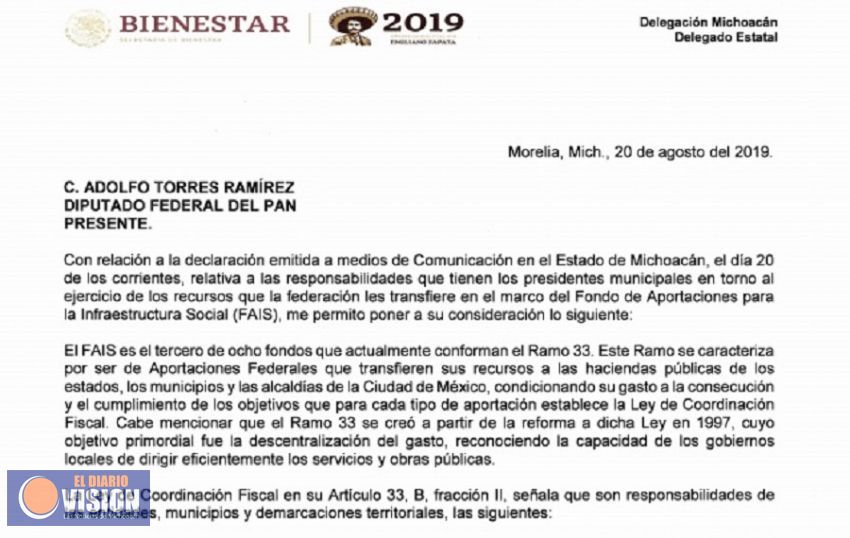 Roberto Pantoja le responde al diputado federal Adolfo Torres 