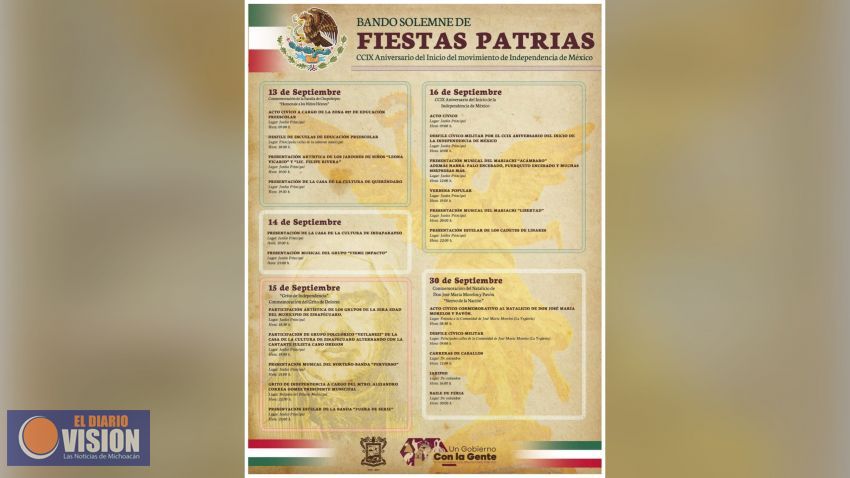 Anuncian las Fiestas Patrias del municipio de Zinapécuaro 