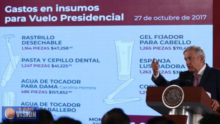 Peña Nieto gastaba hasta en perfumes, gel y rastrillos en vuelos presidenciales: AMLO