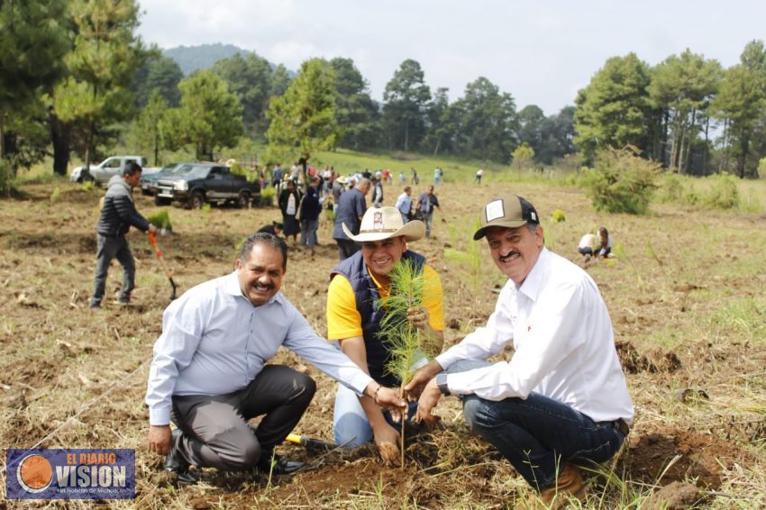 Lupillo Aguilera participa en campaña de reforestación en Tingambato 