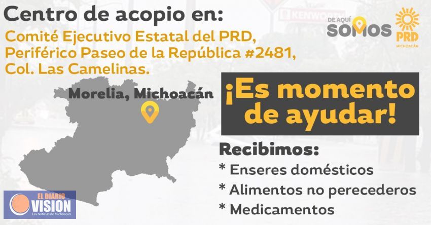 Apertura el PRD Centros de Acopio para damnificados por “Narda”