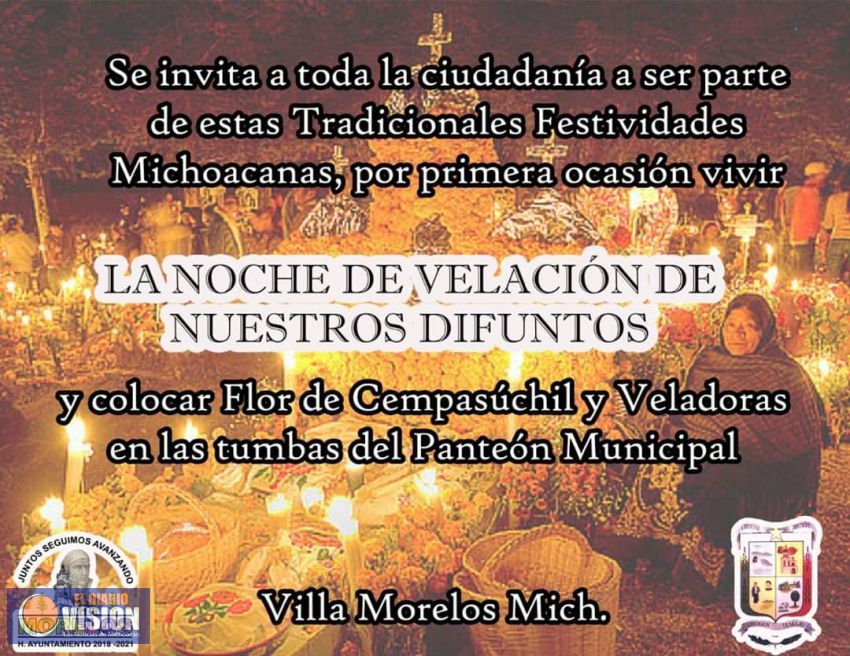 Villa Morelos, invita a vivir “La Noche de Velación de los Difuntos