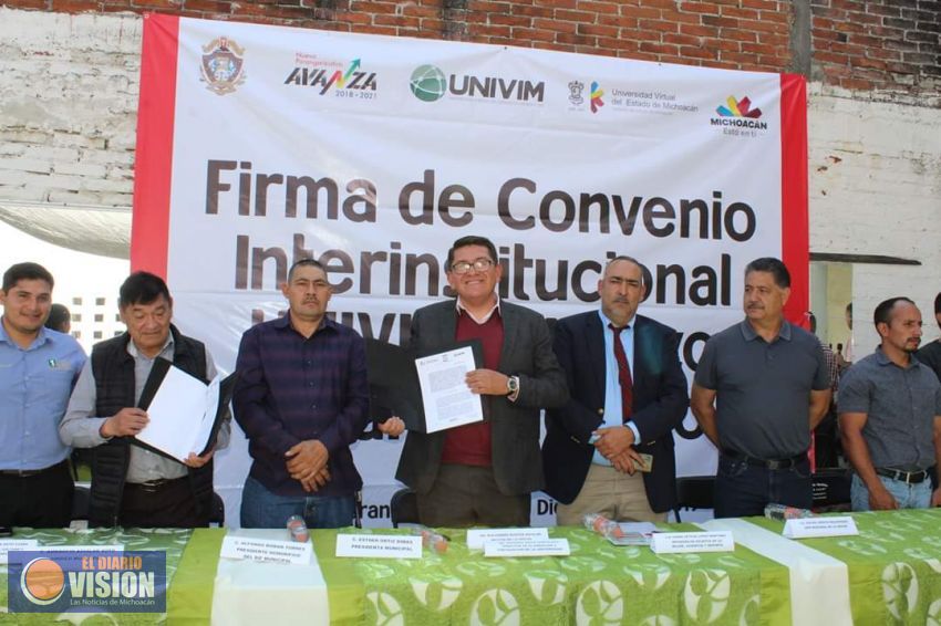 Ayuntamiento de Nuevo San Juan Parangaricutiro, firmó un convenio de colaboración la UNIVIM