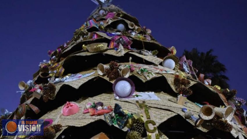 Adrián Melgoza Novoa, encendió el Árbol Monumental de Petate