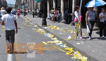 Ayuntamiento de Morelia recolecta basura de mitines políticos 