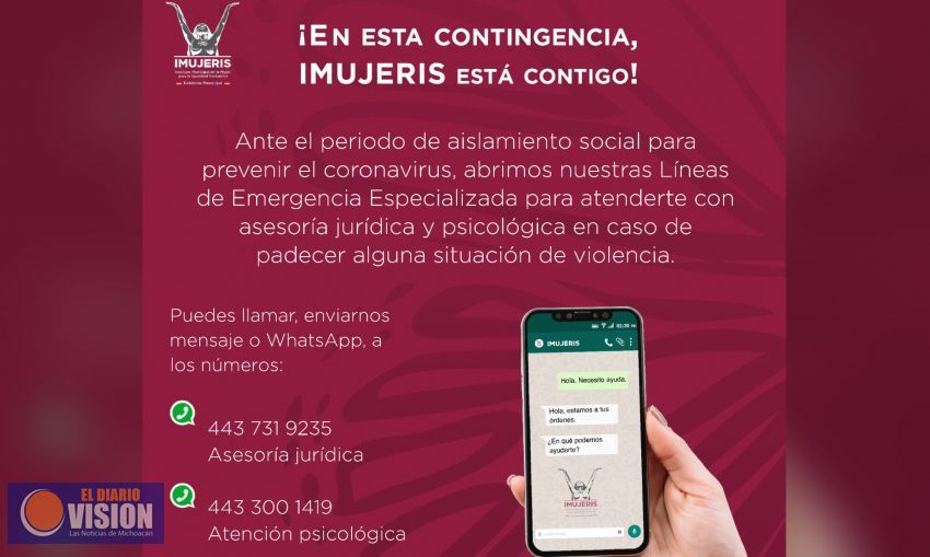 Activa IMUJERIS Líneas Telefónicas de Emergencia Especializada por aislamiento ante COVID19