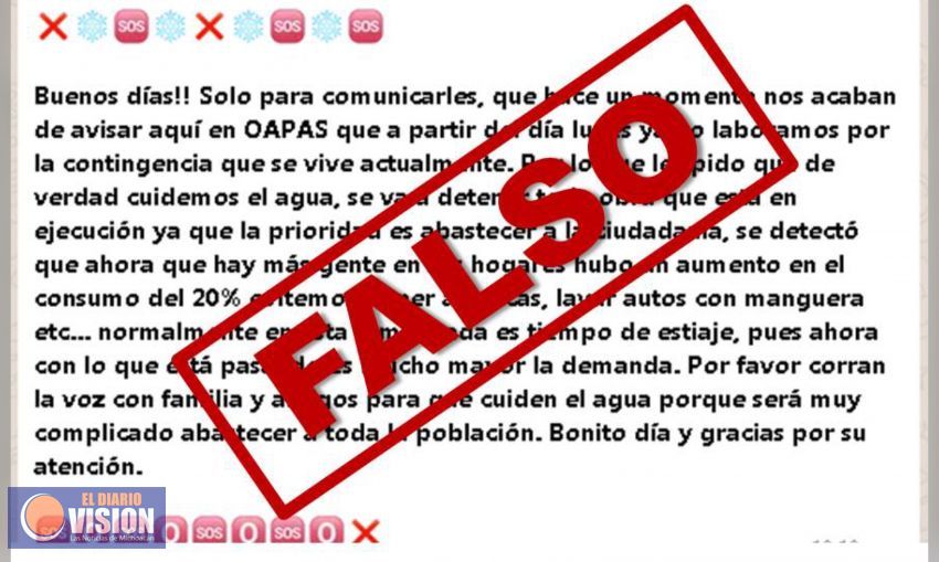 El OOAPAS continúa trabajando para garantizar el servicio de agua potable a los morelianos