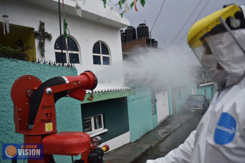Gobierno de Morelia continúa sanitizando calles y espacios públicos ante Covid-19