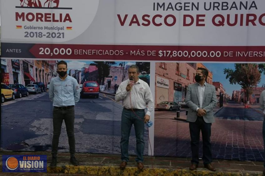 Entrega, Raúl Morón, obra de mejoramiento de la calle Vasco de Quiroga 