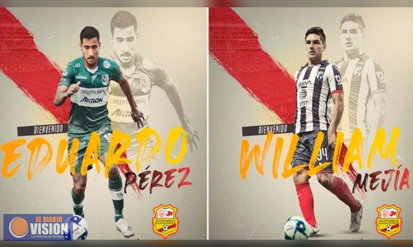 Eduardo Pérez y William Mejía, primeros refuerzos del Atlético Morelia