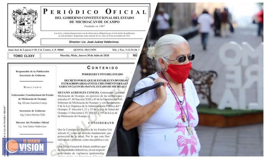 Emite Gobernador decreto para uso obligatorio de cubrebocas en Michoacán