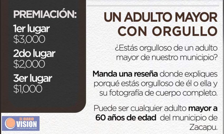 Abren convocatoria, para premiar a los adultos mayores en Zacapu 