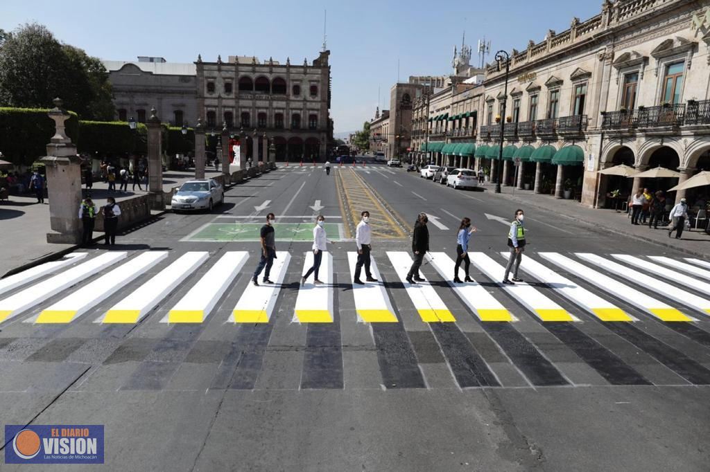 Gobierno de Morelia promueve seguridad vial, interviene cruce seguro 3D en el centro 