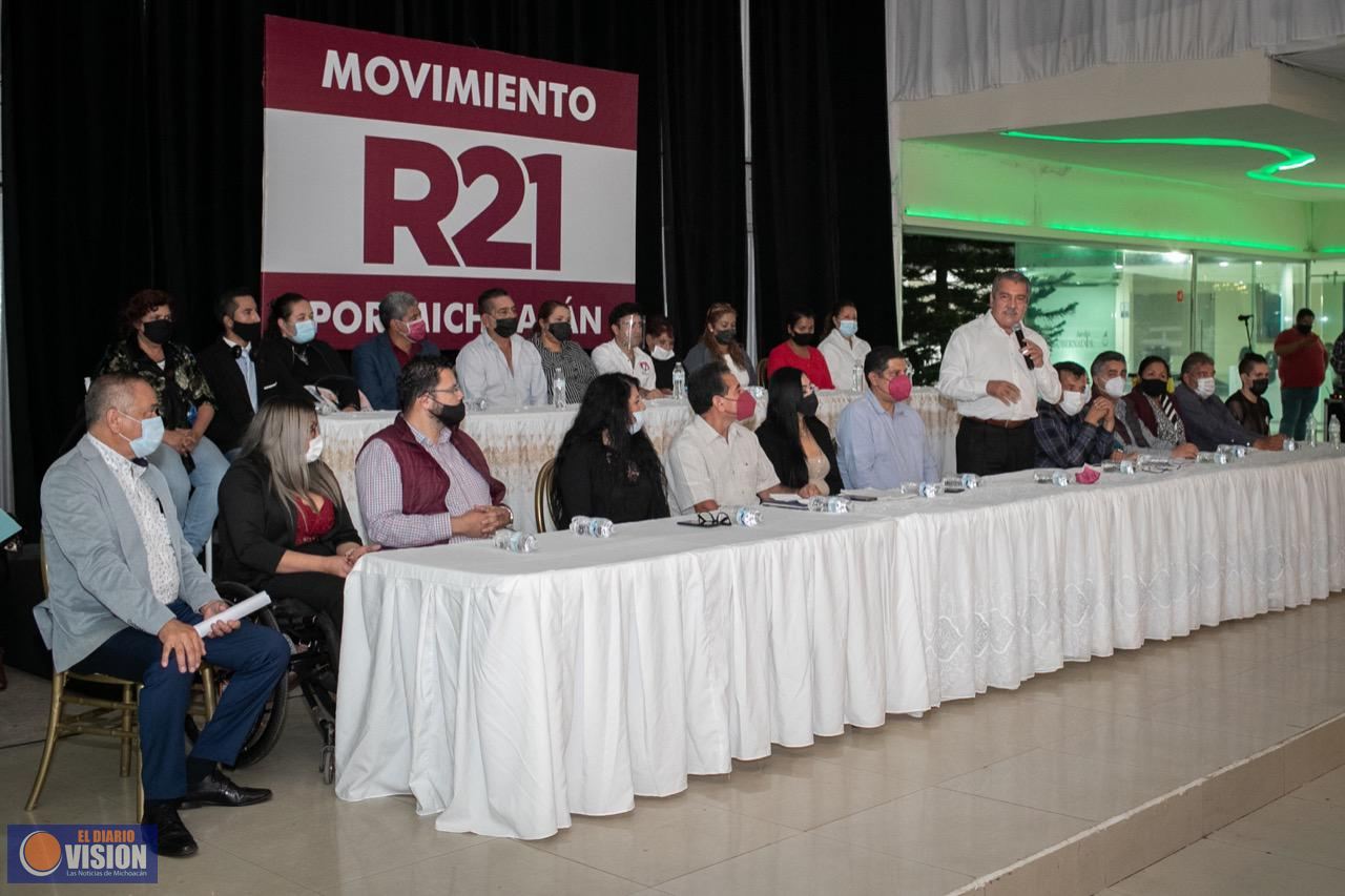 Destaca Raúl Morón a R21 como el movimiento para construir la 4T en Michoacán 