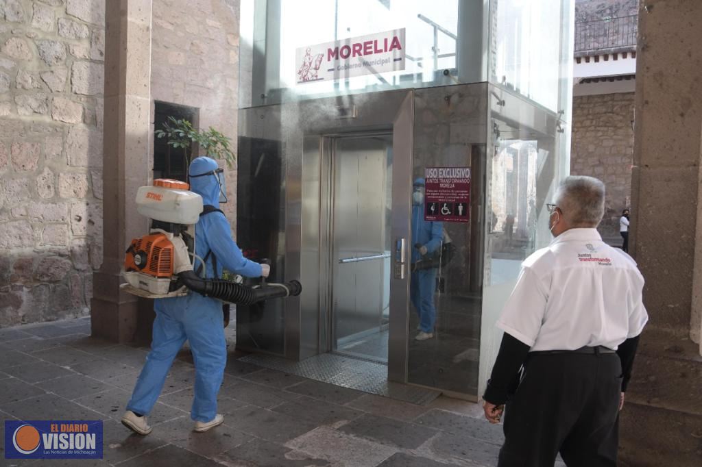 Gobierno de Morelia intensifica jornadas de sanitizacion en áreas municipales 