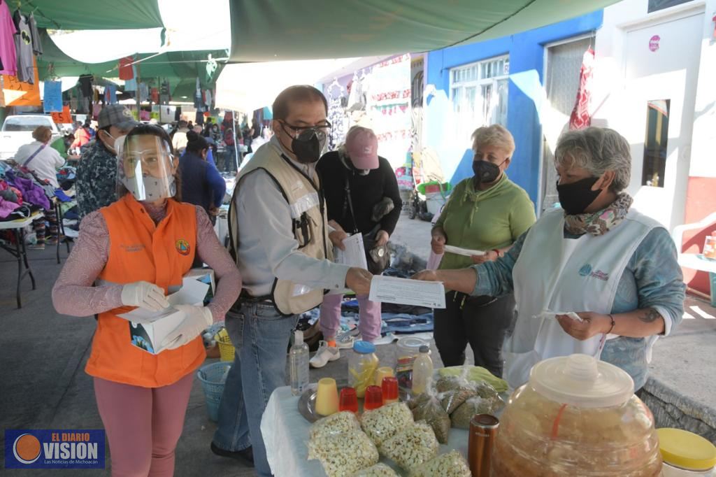 Refuerza Gobierno de Morelia supervisión de medidas sanitarias en tianguis y mercados 