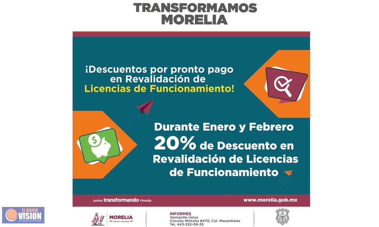 Mantiene Gobierno de Morelia descuento en renovación de licencias municipales 