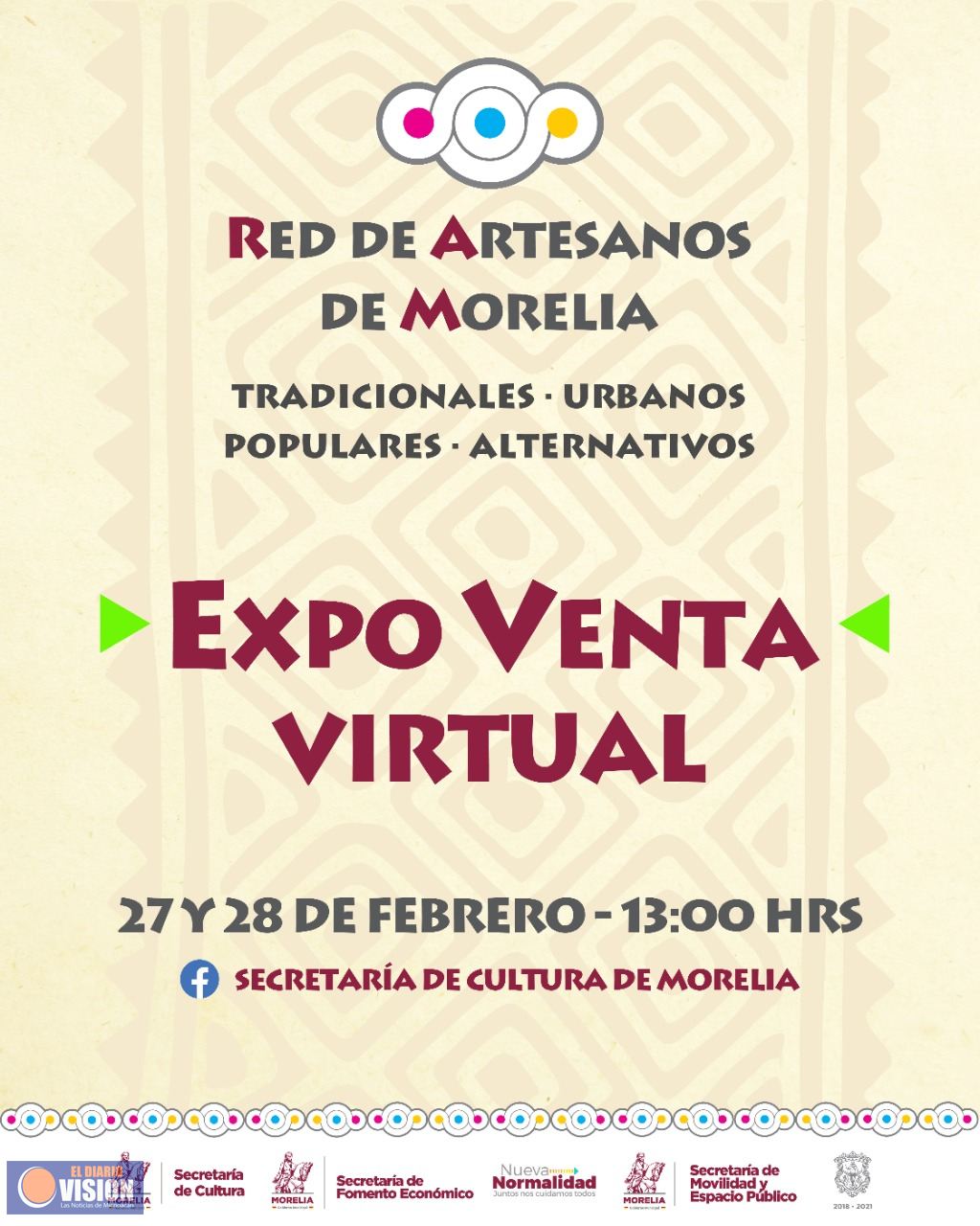 SeCultura invita a Expo Venta Virtual de la Red de Artesanos de Morelia 