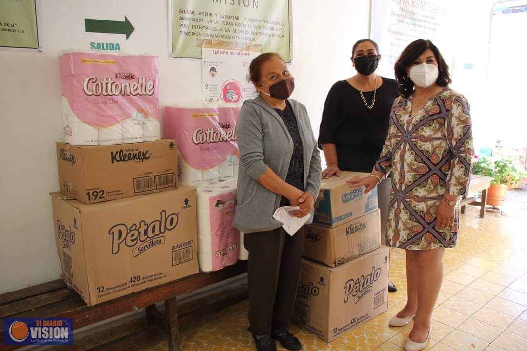 Continua DIF Morelia entregando donativos de higiénicos a hospicio y Casa Hogar 