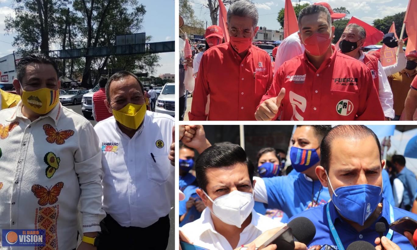 Líderes nacionales del PRI, PAN y PRD toman protesta a Carlos Herrera como candidato 