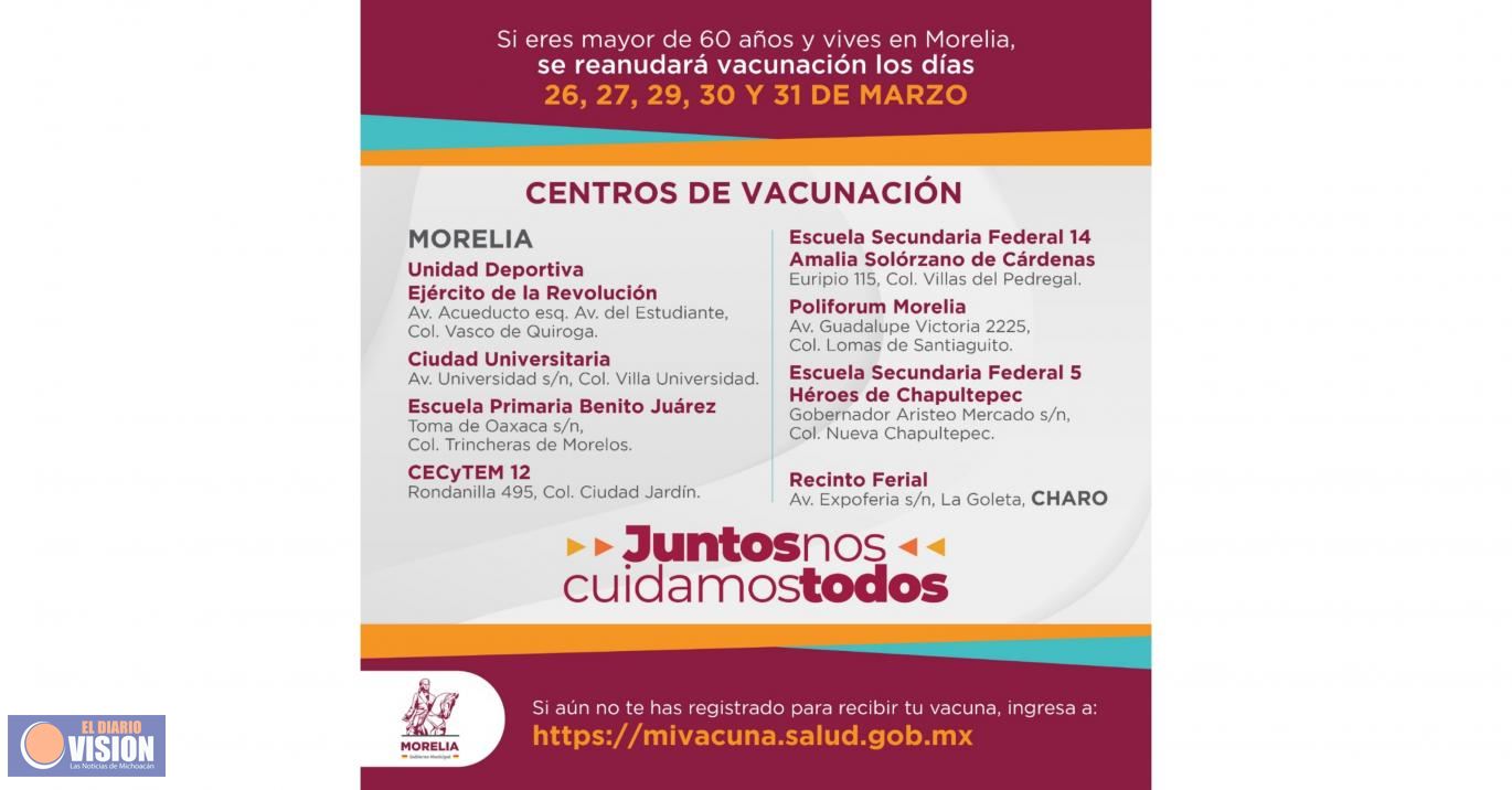 La Secretaría del Bienestar anuncia la reactivación de labores en los ocho centros de vacunación 