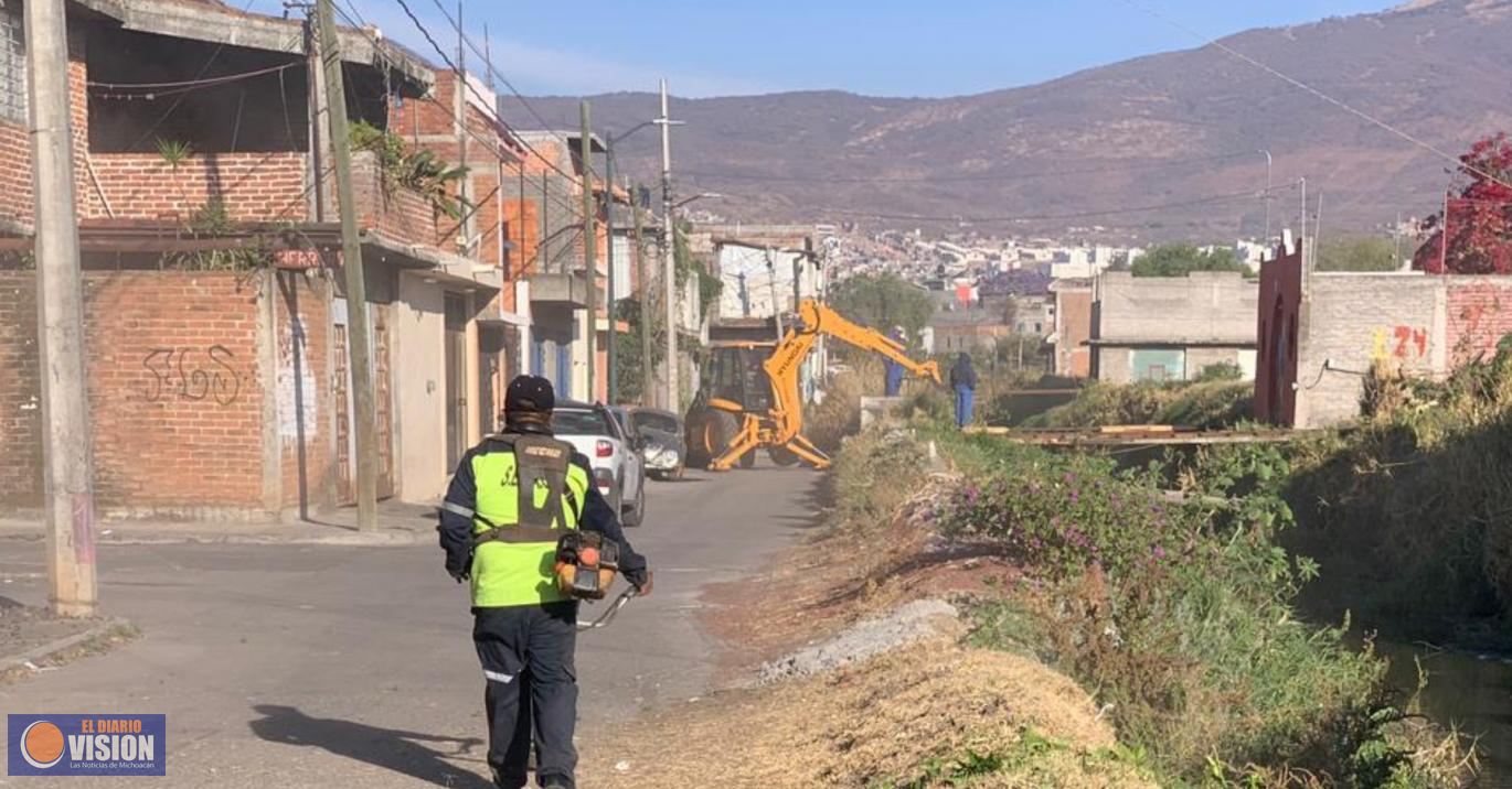 Realizó Gobierno de Morelia  jornada de limpieza preventiva en el dren Carlos Salazar