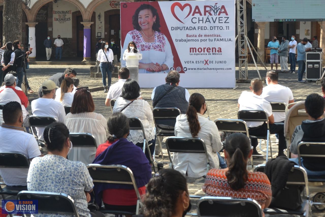 Leyes justas e impulsar la economía social, propuestas de María Chávez 