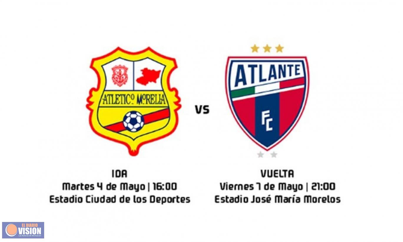 Atlético Morelia enfrentará al Atlante los días martes y viernes