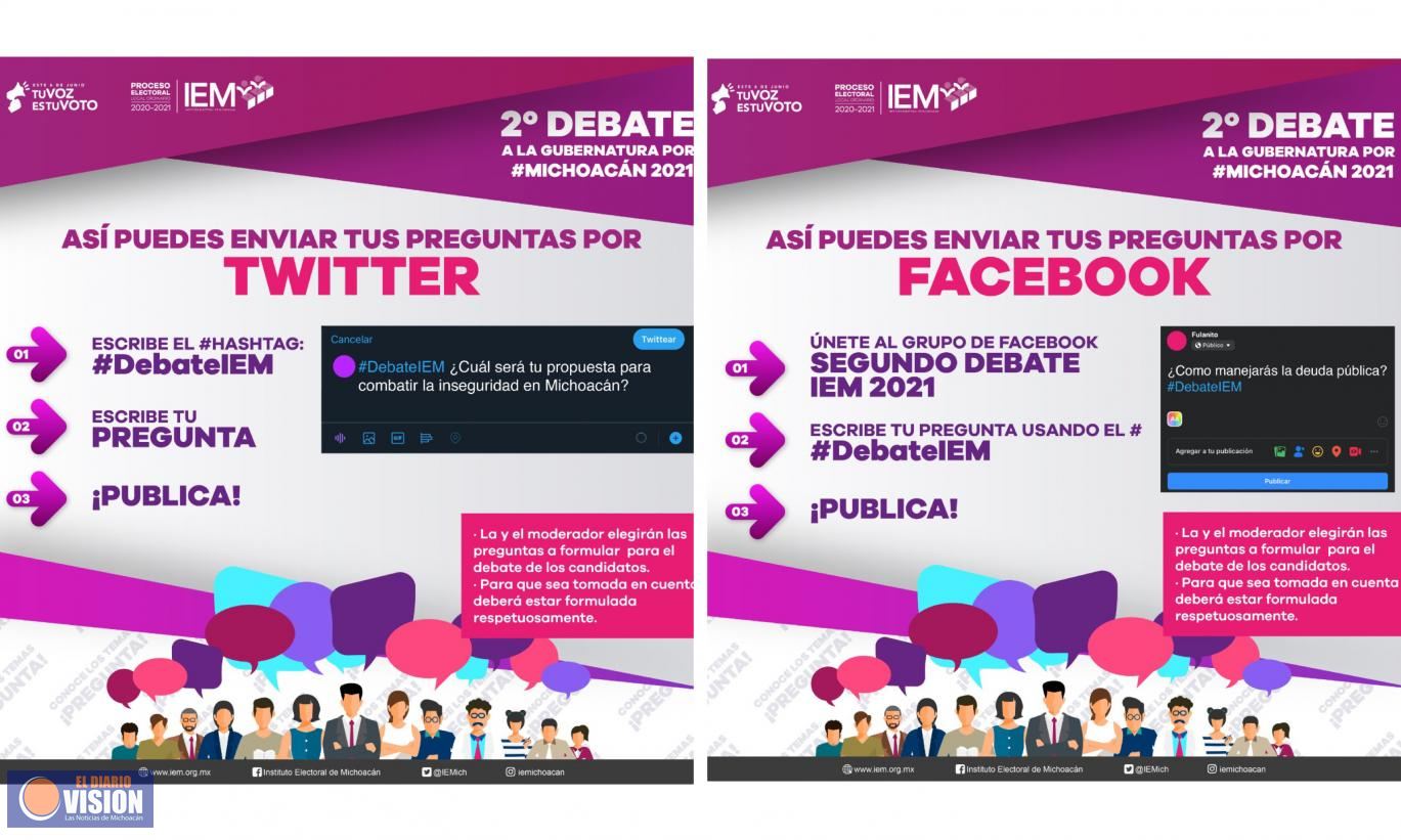 Invita IEM a la ciudadanía michoacana a participar en el segundo debate a la gubernatura 