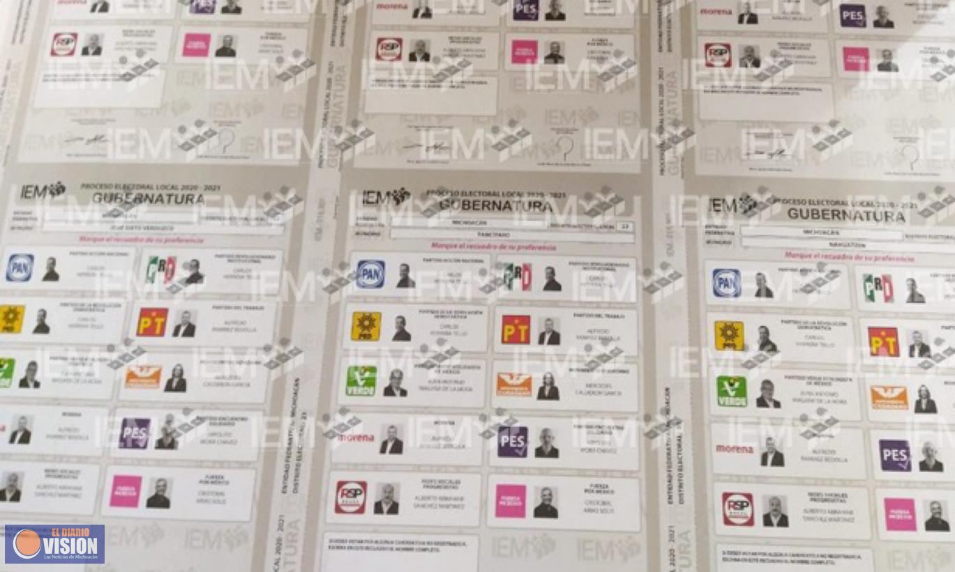 Listas las boletas para la elección a gubernatura de Michoacán: IEM 