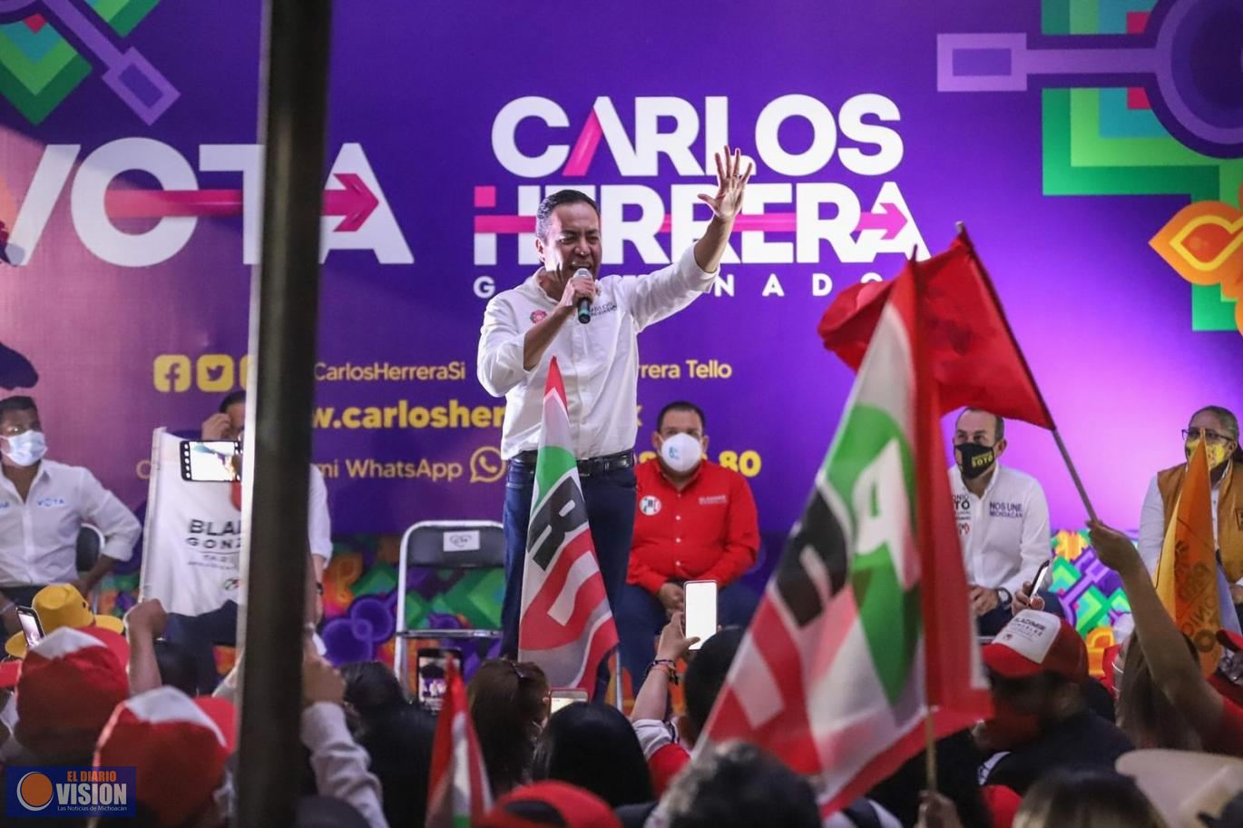 Arropan miles a Carlos Herrera en Tarímbaro