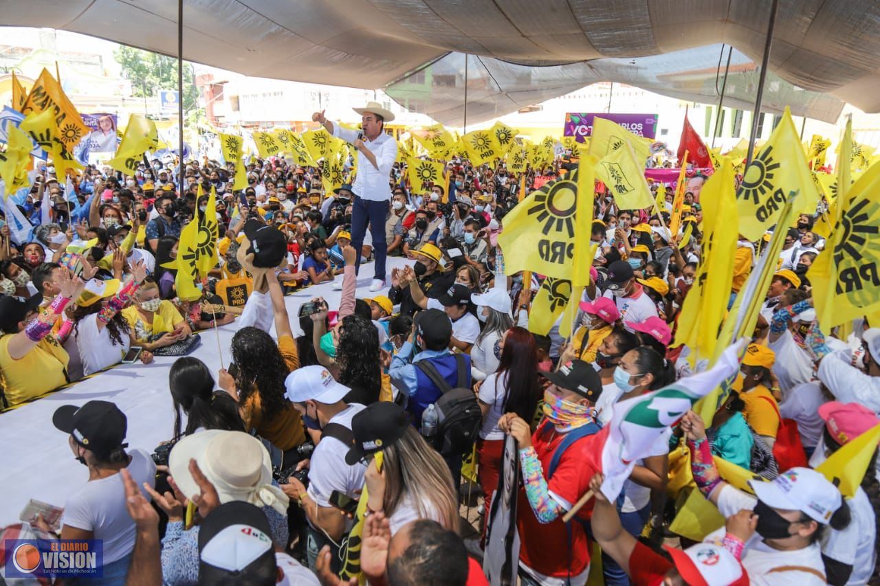 Los marrones amenazan y fabrican mentiras: Carlos Herrera frente a 15 mil personas en Zacapu