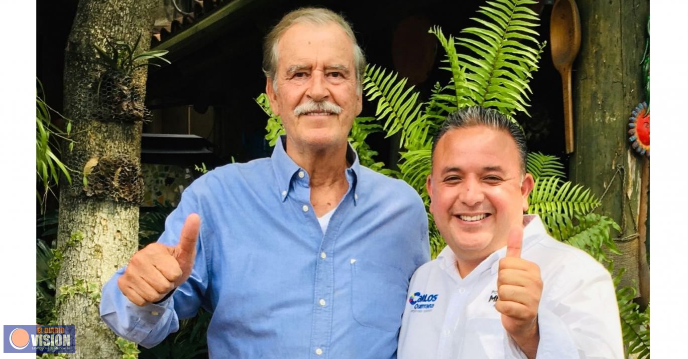 Respalda Vicente Fox campaña de Carlos Quintana; rescate de México, una prioridad. 
